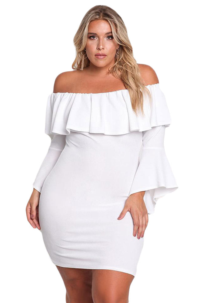Sexy White Plus Size Off Shoulder ...